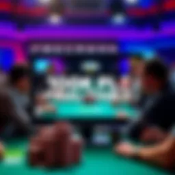 A computer screen showing a live stream of a poker game at the 100k PLO final table, with players focused on their cards and chips stacked on the table.