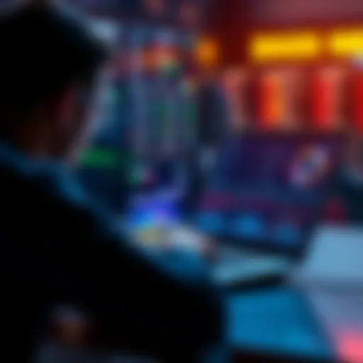 A person analyzing betting odds on a laptop with graphs and charts on the screen