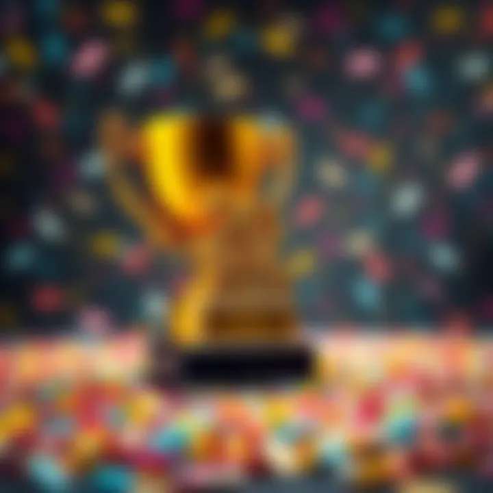 Trophy representing the achievements of 2025 with a background of confetti