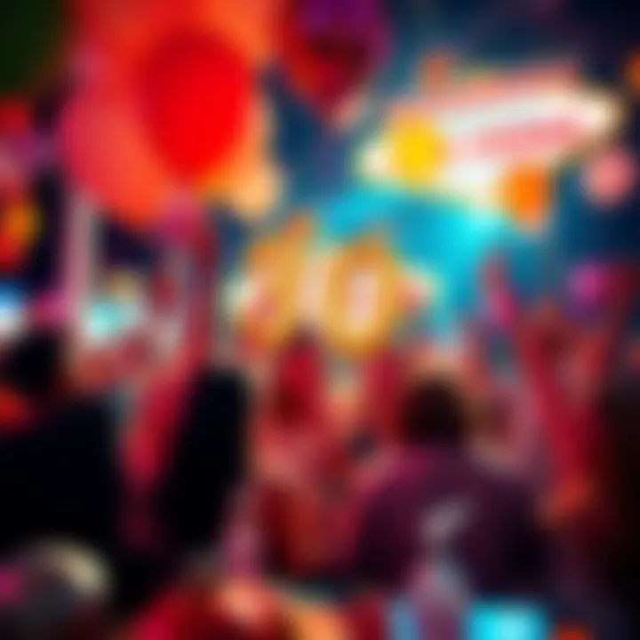 30th birthday celebration in Las Vegas A vibrant party scene in Las Vegas with balloons and birthday decorations, showcasing a joyful group celebrating a 30th birthday.