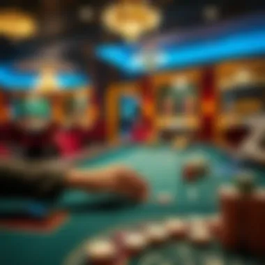 A person placing small bets at a gaming table while keeping an eye on bigger bets, illustrating the 3p Molly strategy