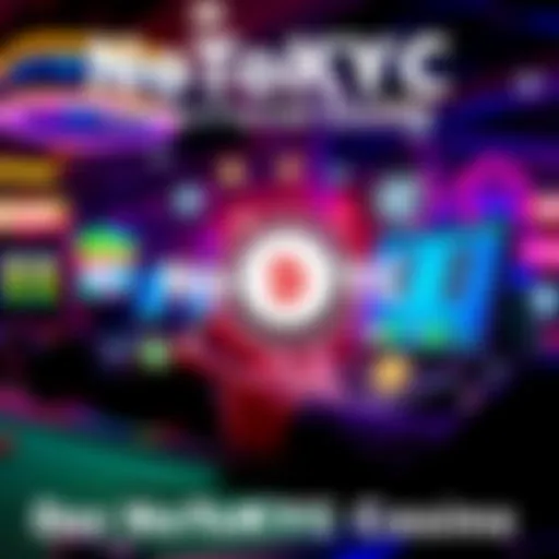 A graphic showing a person playing online casino games anonymously, with symbols of cryptocurrencies and no paperwork in sight.