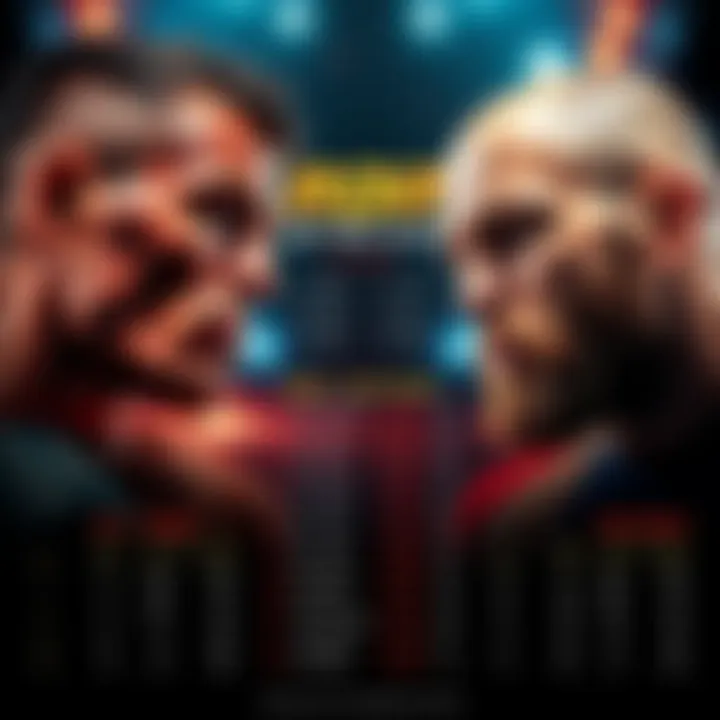 An infographic showing the betting odds and records of RDR and Whittaker, highlighting their fight stats and career achievements.