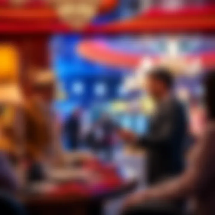 A VIP Host warmly welcoming guests in an upscale casino setting, highlighting personalized service and special amenities.