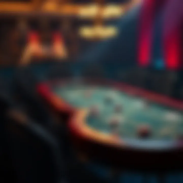 A vintage Absolute Poker table used in college tournaments, showcasing its unique design and layout.