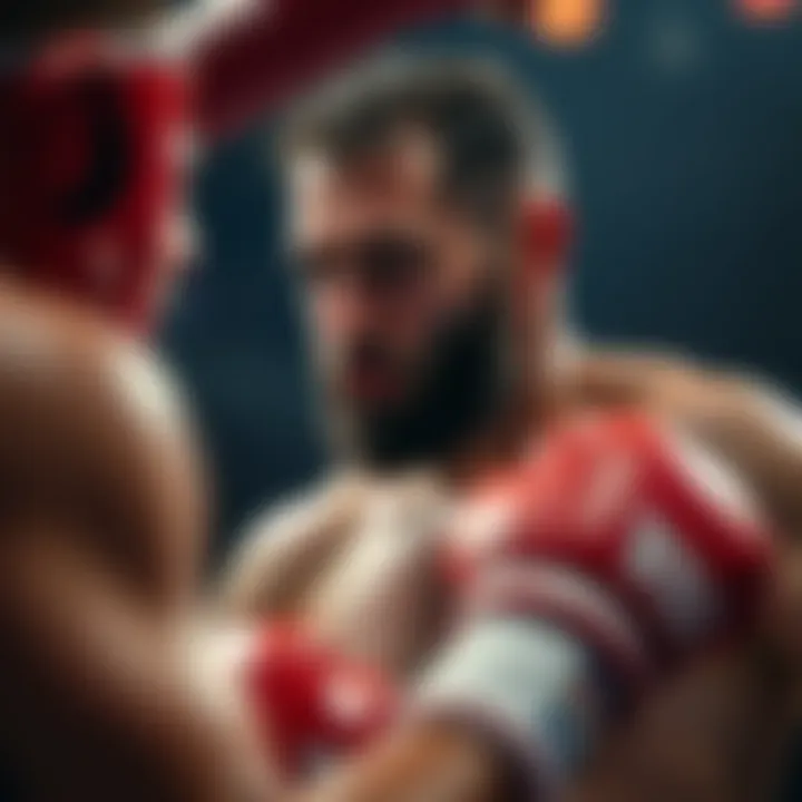 Abul Mansur Mailk focuses on his opponent during a fight, showing signs of determination but lacking offensive strength.