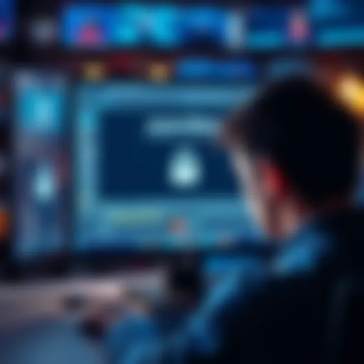 A frustrated person looking at a computer screen showing a locked account message