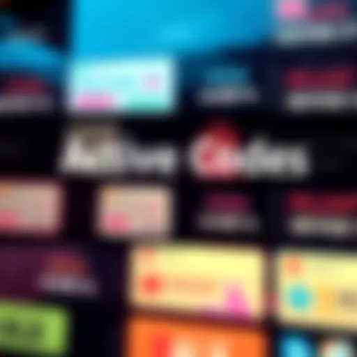 Active Codes Collection A variety of discount codes displayed on a digital screen with a shopping bag icon, indicating savings and special offers.