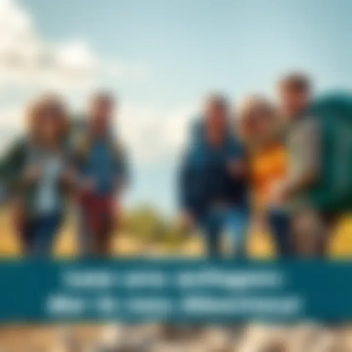 A group of friends getting ready for an outdoor adventure with backpacks and smiles