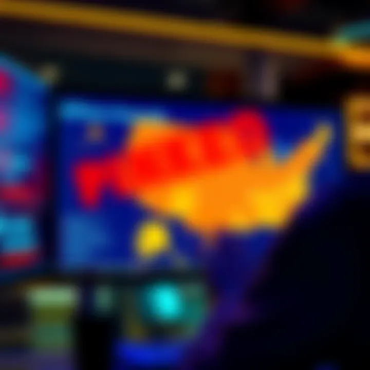 A person looking at a computer screen showing affiliate rewards with a map highlighting banned states in the background.