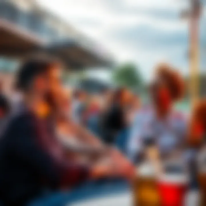 People relaxing and enjoying the afternoon after the 1 PM matches, with smiles and conversations