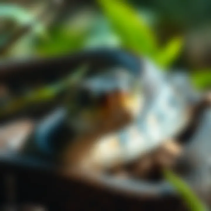 A close-up of a snake displaying aggressive behavior in its natural habitat.