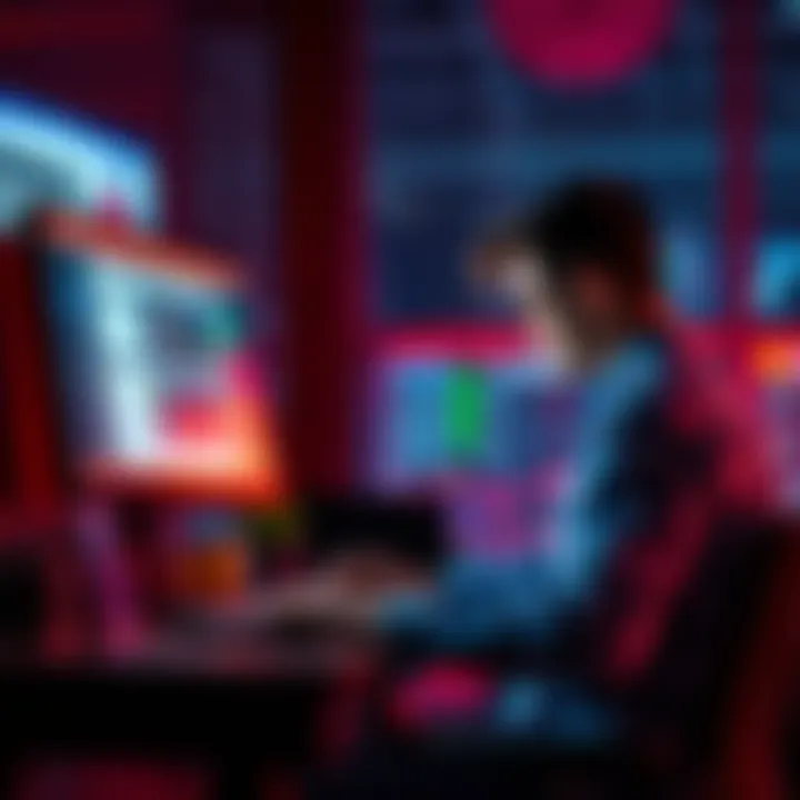 A person looking at different betting options on a computer while sitting at a desk, feeling frustrated about restrictions in their state.