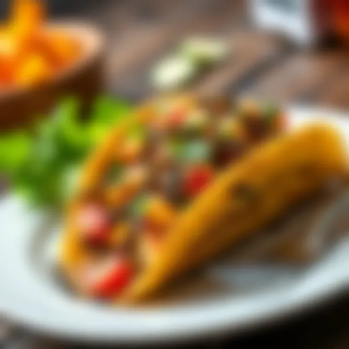 A close-up of the controversial Ameisen-Taco, featuring ants and traditional ingredients, with a fork beside it
