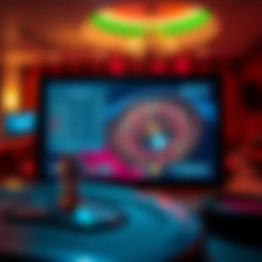 A computer screen displaying an American roulette simulation with a spinning wheel and betting options.