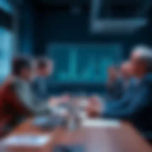 A group of people discussing the reasons behind a recent loss in a meeting, with one person named Jan appearing disengaged