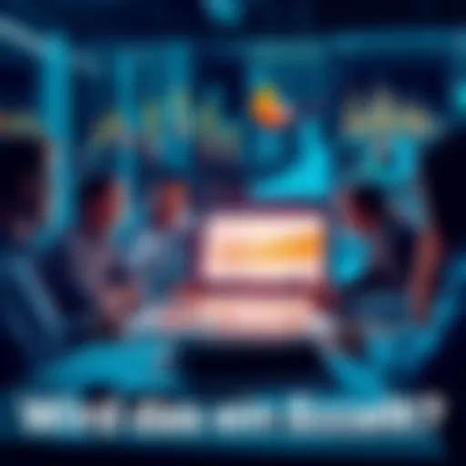A group of people discussing a new trend with charts and data on a table