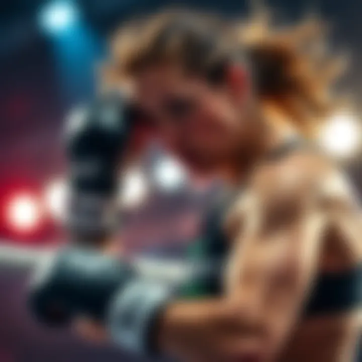Angela Hill competing in a WMMA fight, showcasing her skills and determination