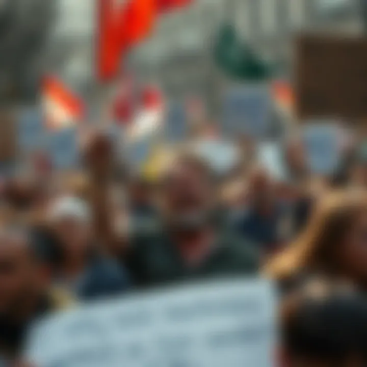 A crowd of angry people holding signs and expressing their frustration during a protest