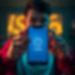 A frustrated person looking at a smartphone screen showing a loading symbol, indicating app problems