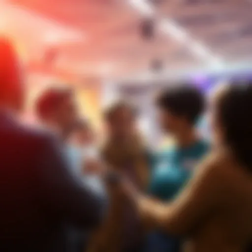 A group of people engaged in a lively discussion about Apple Pay and game payments