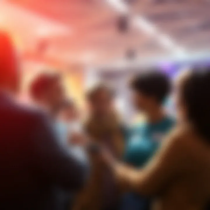 A group of people engaged in a lively discussion about Apple Pay and game payments