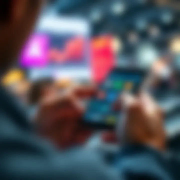 Person using a smartphone to track their financial gains and losses with various apps on the screen