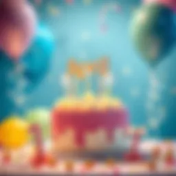 A festive scene with balloons and birthday cake, symbolizing April birthday celebrations and special offers.