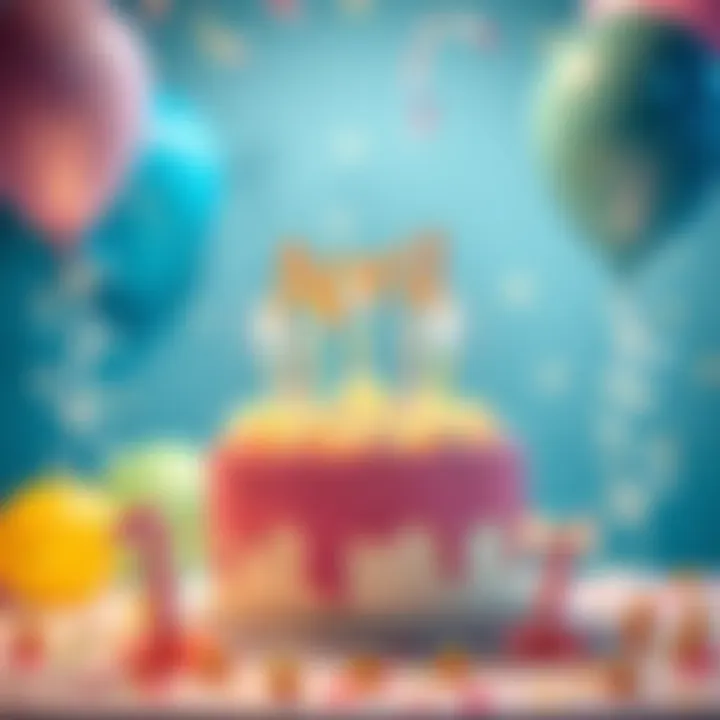 A festive scene with balloons and birthday cake, symbolizing April birthday celebrations and special offers.