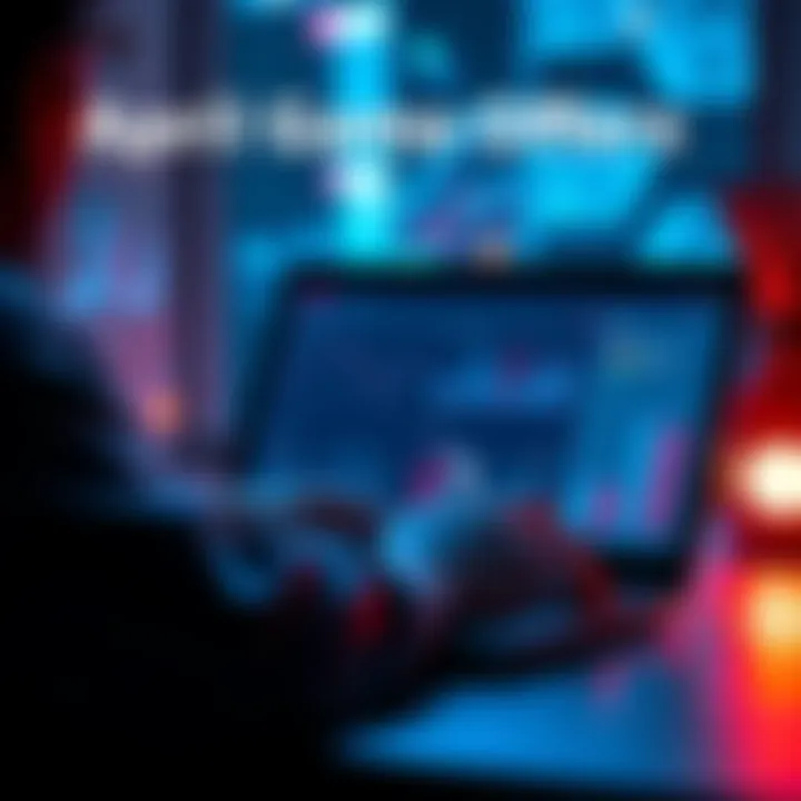 A person studying game offers on a laptop with charts and graphs related to gameplay behavior.