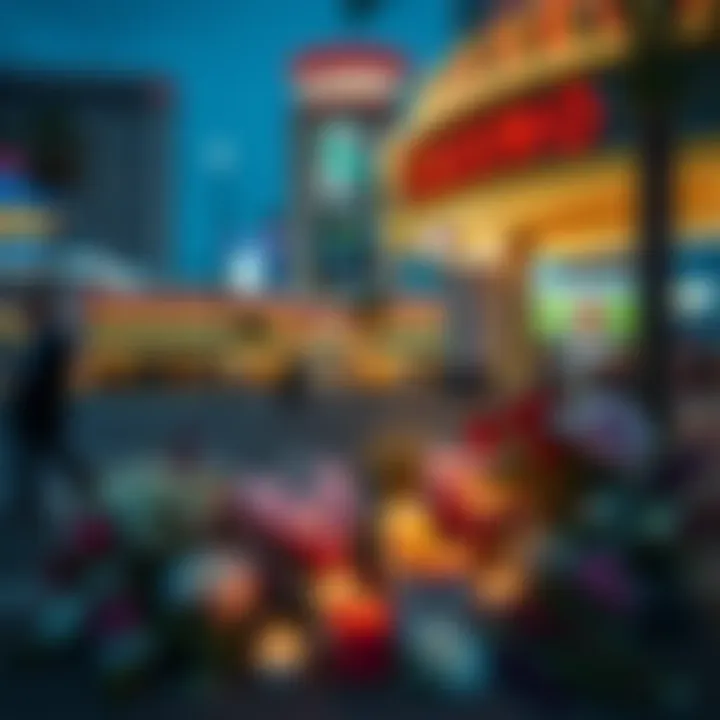 A heartfelt tribute with flowers and candles in memory of Aquarius 'Q' Wilkinson outside a casino in Las Vegas