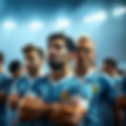 Members of the Argentina football team looking puzzled after a surprising defeat in a match