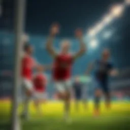 Arsenal players celebrating a goal during a Champions League match against PSG