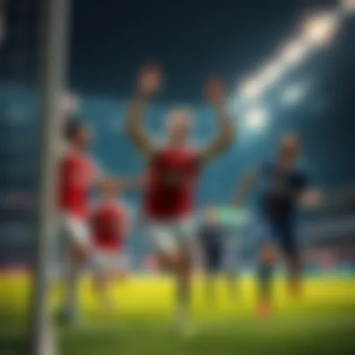 Arsenal players celebrating a goal during a Champions League match against PSG