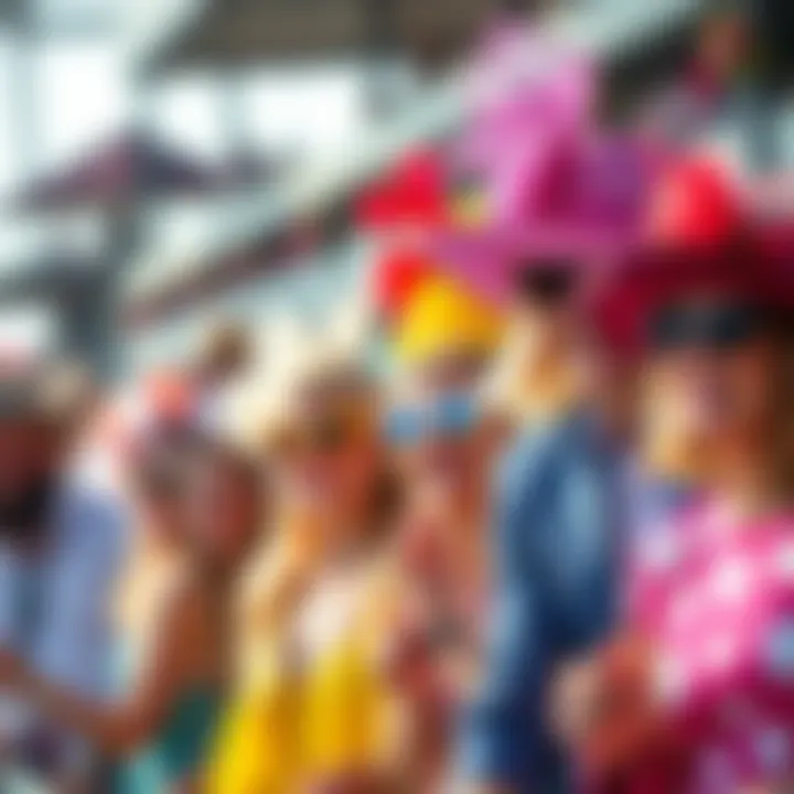 A lively crowd enjoying the second day of the Ascot Festival with colorful outfits and excited expressions.