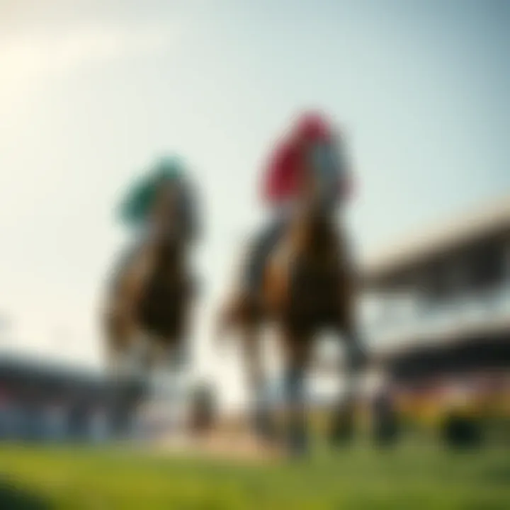 Two racehorses competing in a race at Ascot, with a crowd in the background and a clear sky overhead.