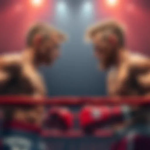 Asplund and Pat stand in a boxing ring, ready to compete for the title with intense focus.