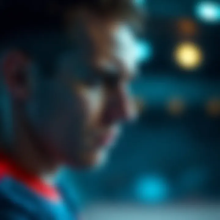 Athlete reflecting on a close loss A focused athlete looking disappointed after narrowly losing a competition, deep in thought about future decisions.