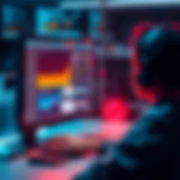 A graphic showing a person using a computer to activate the auto-function for selecting a college major.