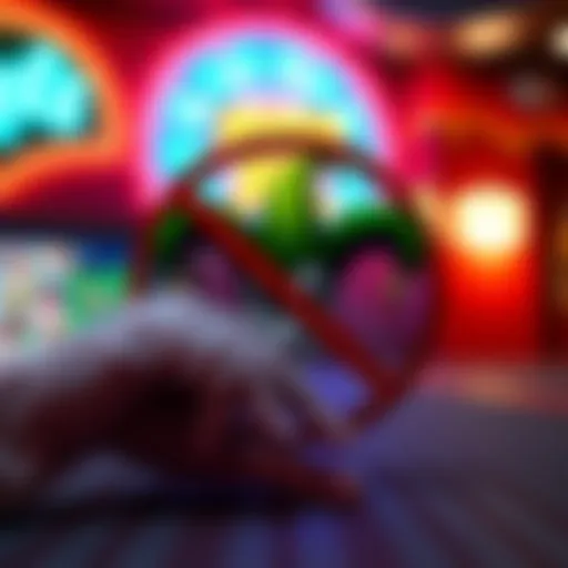 A warning sign with a crossed-out Joker's Jewels logo, symbolizing the risks of playing the game