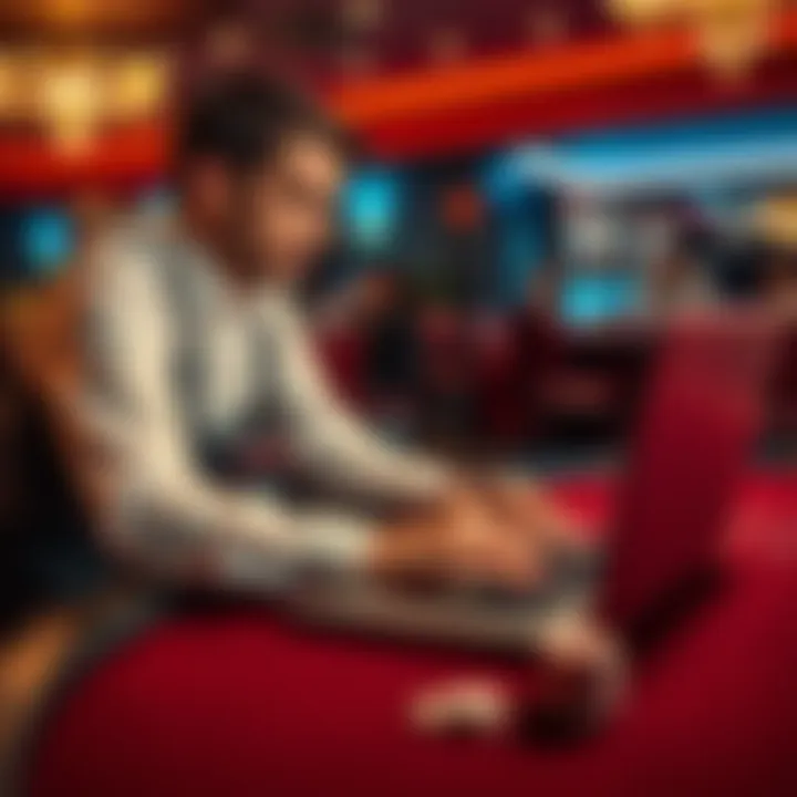 A person receiving online assistance while playing Baccarat on a laptop