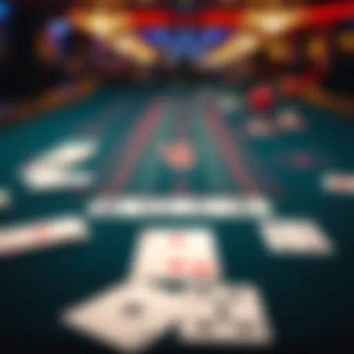 Baccarat game table A Baccarat table showing Banker, Player, and Tie betting options with cards laid out