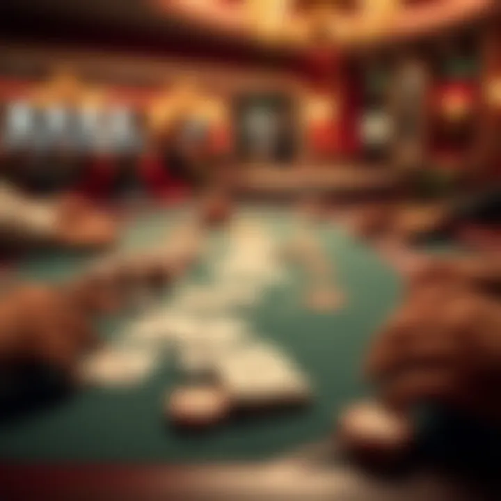 A Baccarat table showing cards and chips as players reflect on wins and losses
