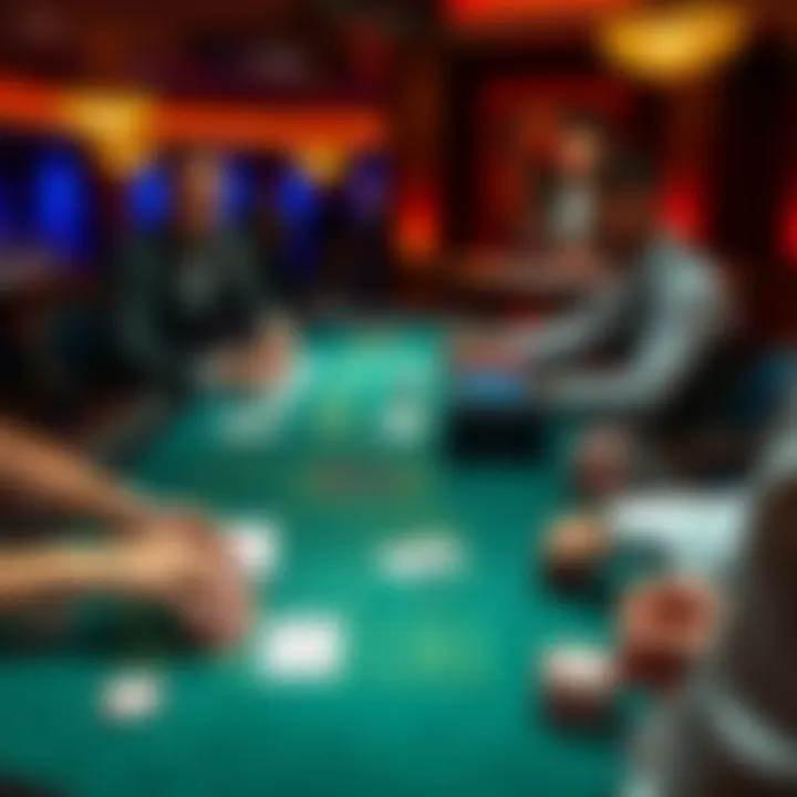 A baccarat table showing players placing bets while a dealer deals cards at the game.