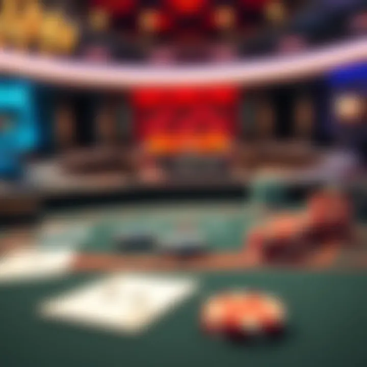 A Baccarat game setup with cards and chips on a casino table