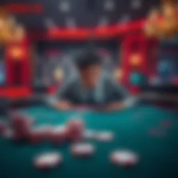 A beginner sits at a Baccarat table, looking worried as chips are scattered, symbolizing losses in the game.