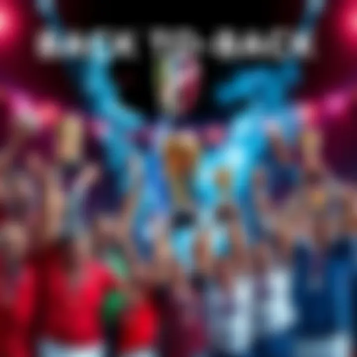 A collage of various sports teams celebrating their victories with trophies after winning consecutive championships.