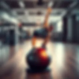 A person practicing balance exercises on a stability ball in a gym setting