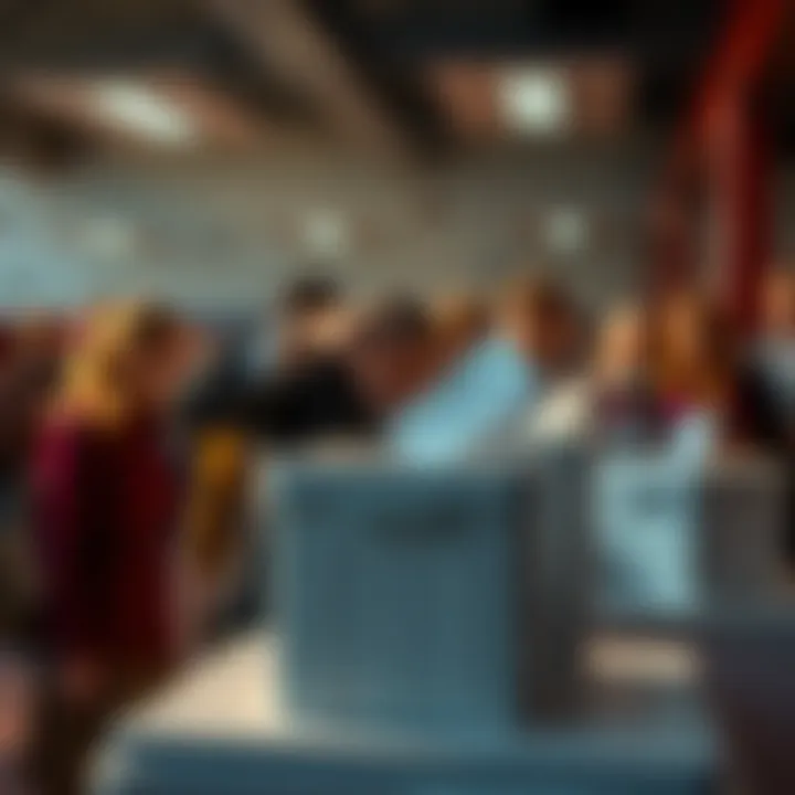People casting votes at a ballot box during an election