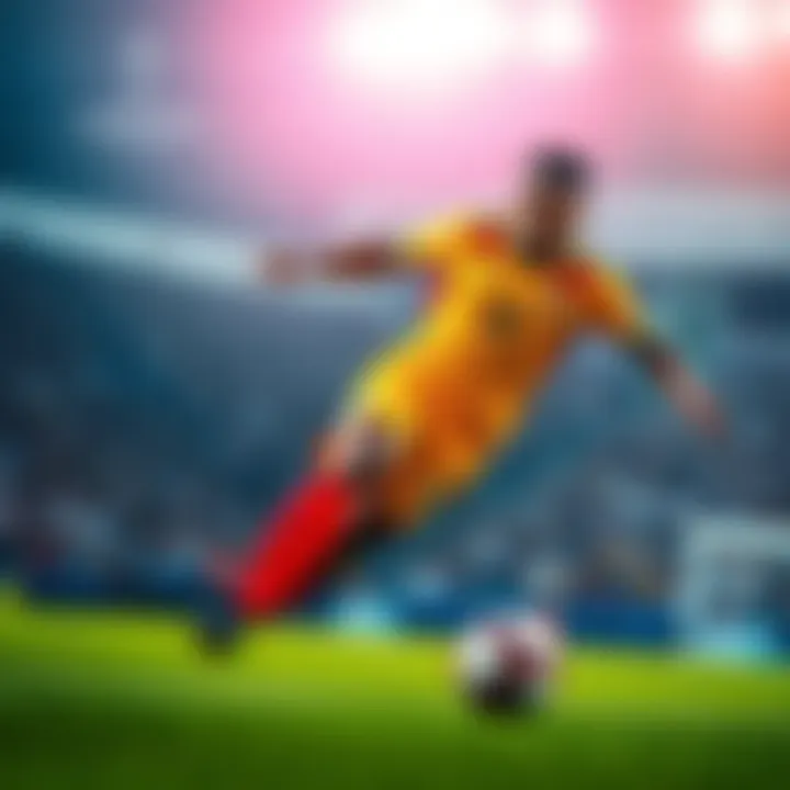 Soccer player Balogun in action Balogun dribbling the ball during a World Cup match